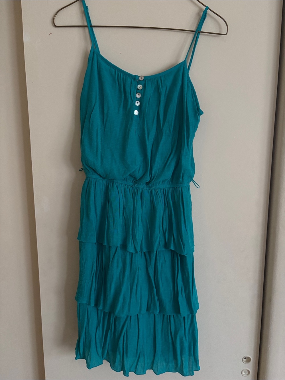 Lily Rose teal tiered dress with belt size S